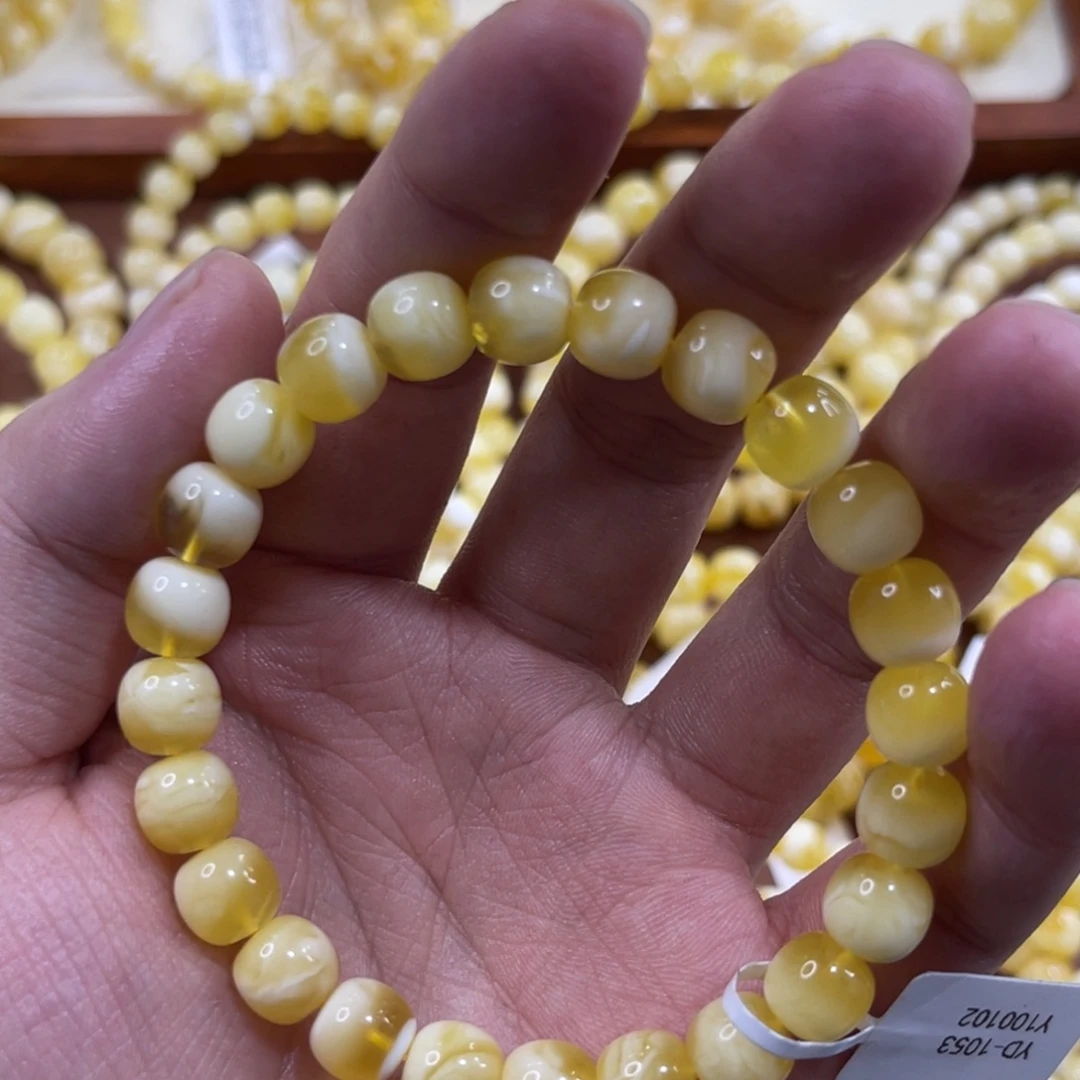 蜜蜡未镶嵌珠宝奇石9mm金白