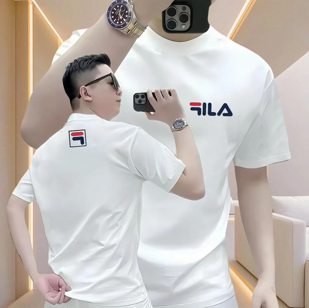 FI美式痞帅重磅短袖T恤男女同款夏季休闲时尚ins潮牌圆领半袖上衣