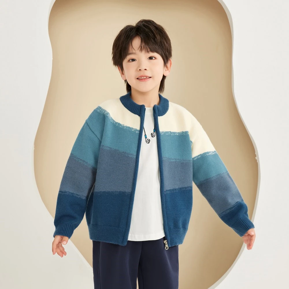 高级感新款男童毛衣内搭神器儿童2025春秋开衫针织衫外套宝宝春装