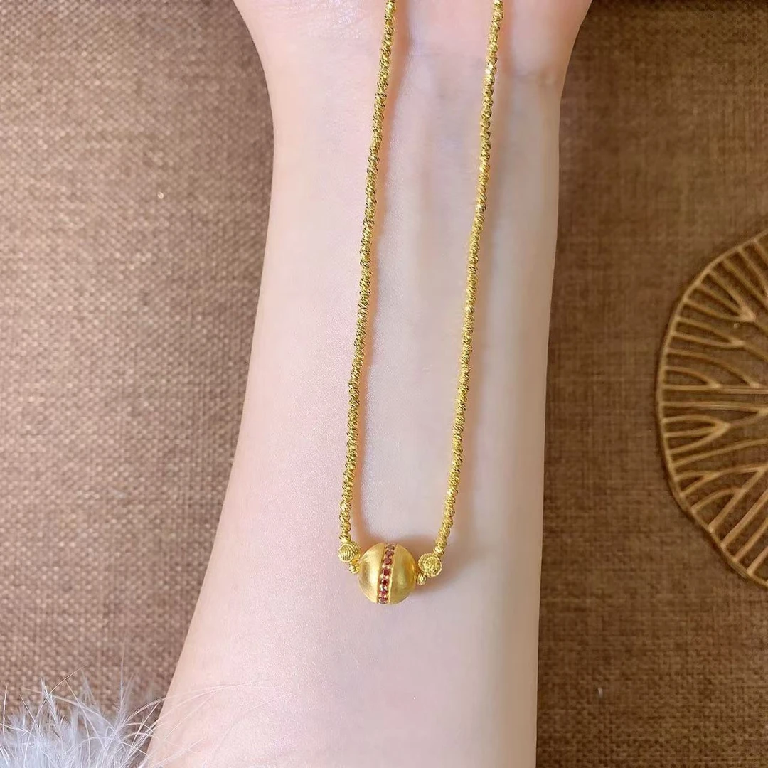 【伟新源】足金999 5G工艺 镶嵌拉丝球套链8.9克（附加160）