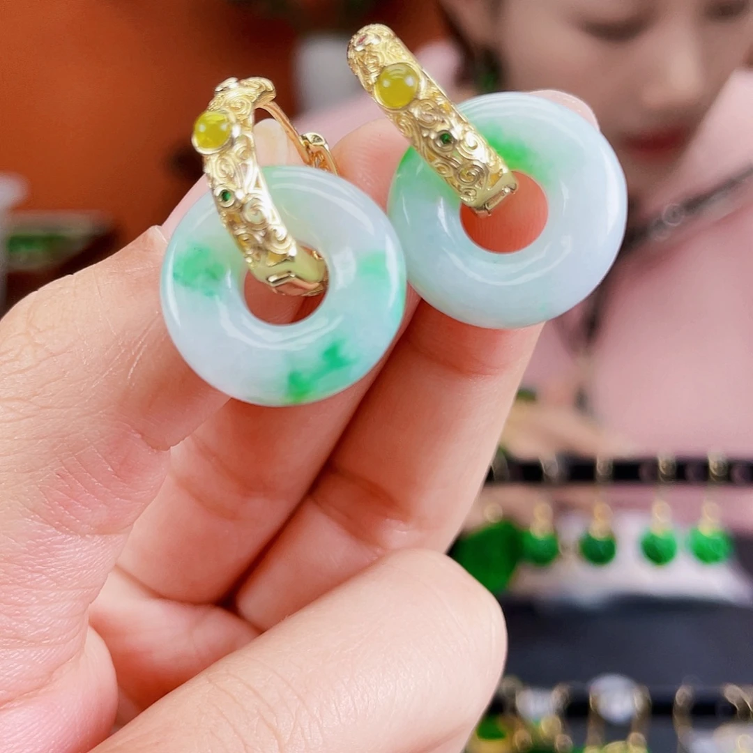 翡翠未镶嵌耳饰饰品