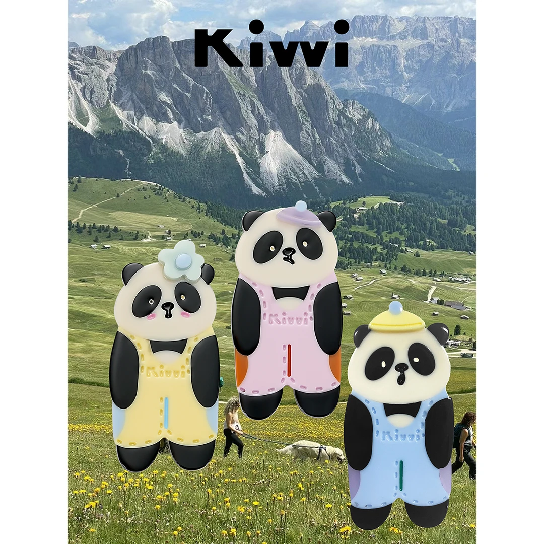 kivvi原创设计发饰 熊猫旅行队压夹 可爱动物边夹童趣小众发夹女