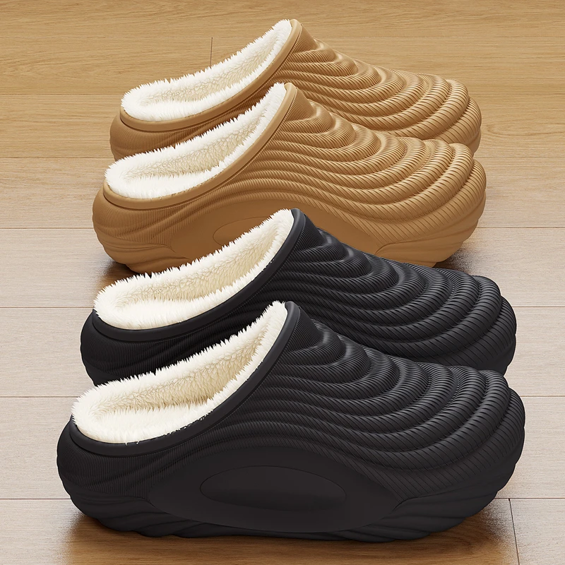 防水棉拖鞋男款秋冬季2025新款室内家居保暖厚底防滑防臭外穿棉拖
