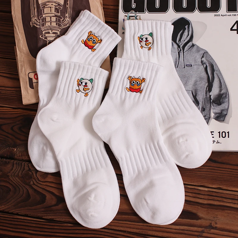 UNIQUESOCKS四双装春季新款卡通情侣短袜子男女ins百搭学生无骨袜