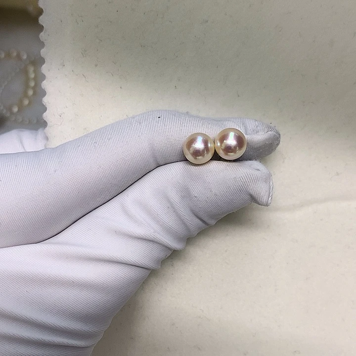 耳钉7-7.518K金镶嵌海水珍珠