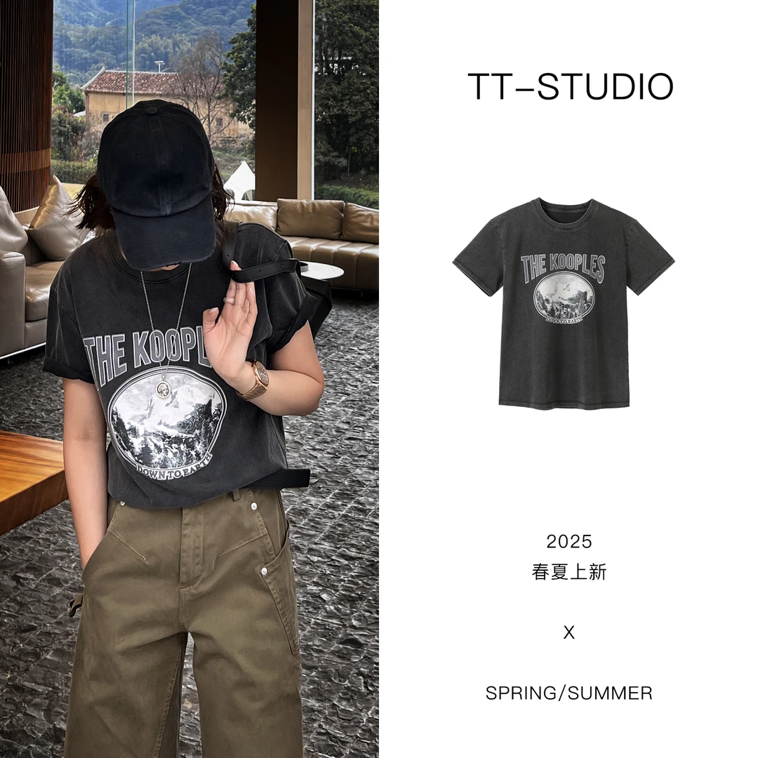 TT【冰山T】春夏24支100%纯棉微廓版型短袖喷印印花T恤1349