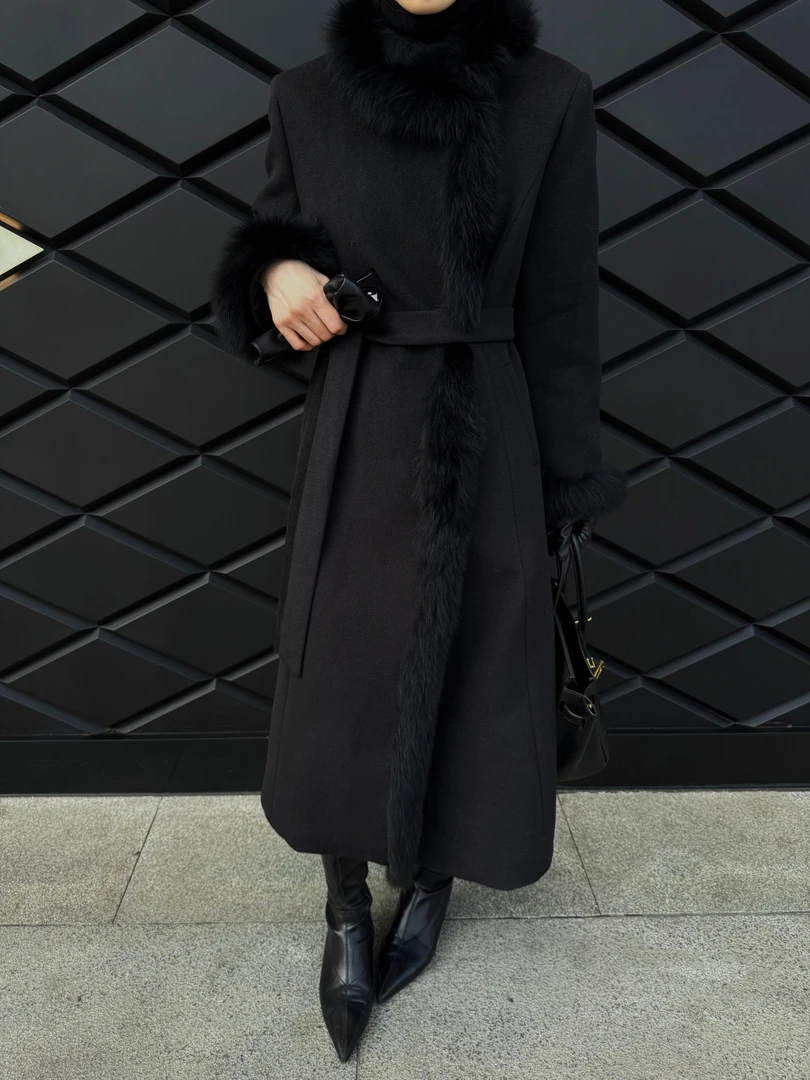 【TING大婷】白鸭绒加厚款保暖长款女常规加厚毛呢