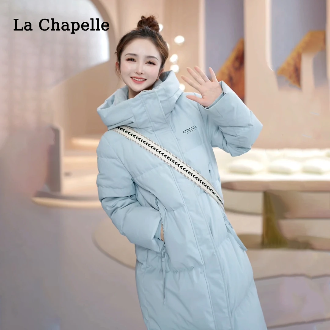 La Chapelle/拉夏贝尔中长款羽绒服女2024冬季爆款白鸭绒保暖外套