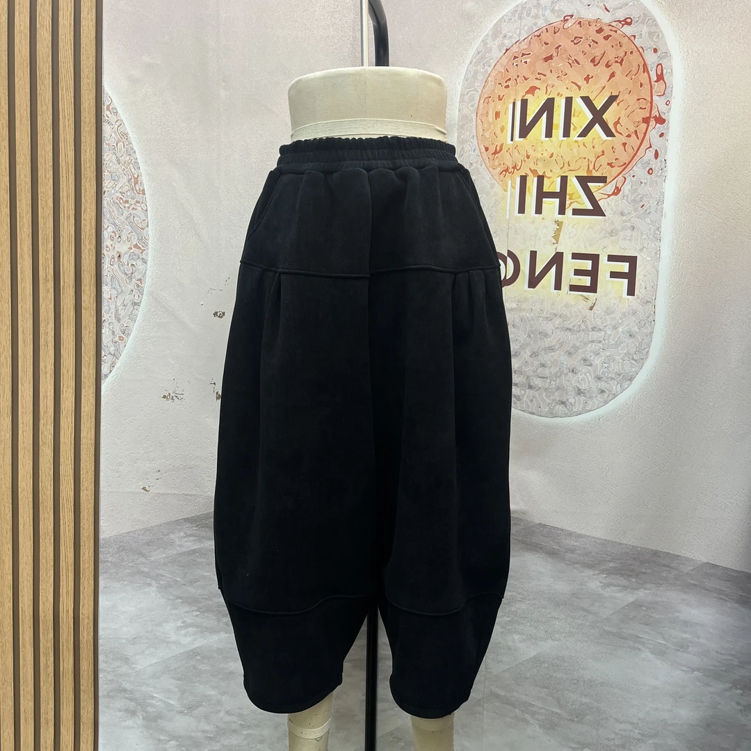 9395新之峰冬季新款加绒加厚雪尼尔时尚百搭宽松显瘦哈伦裤