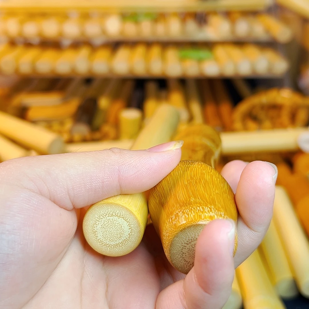 实心玉竹手把件文玩