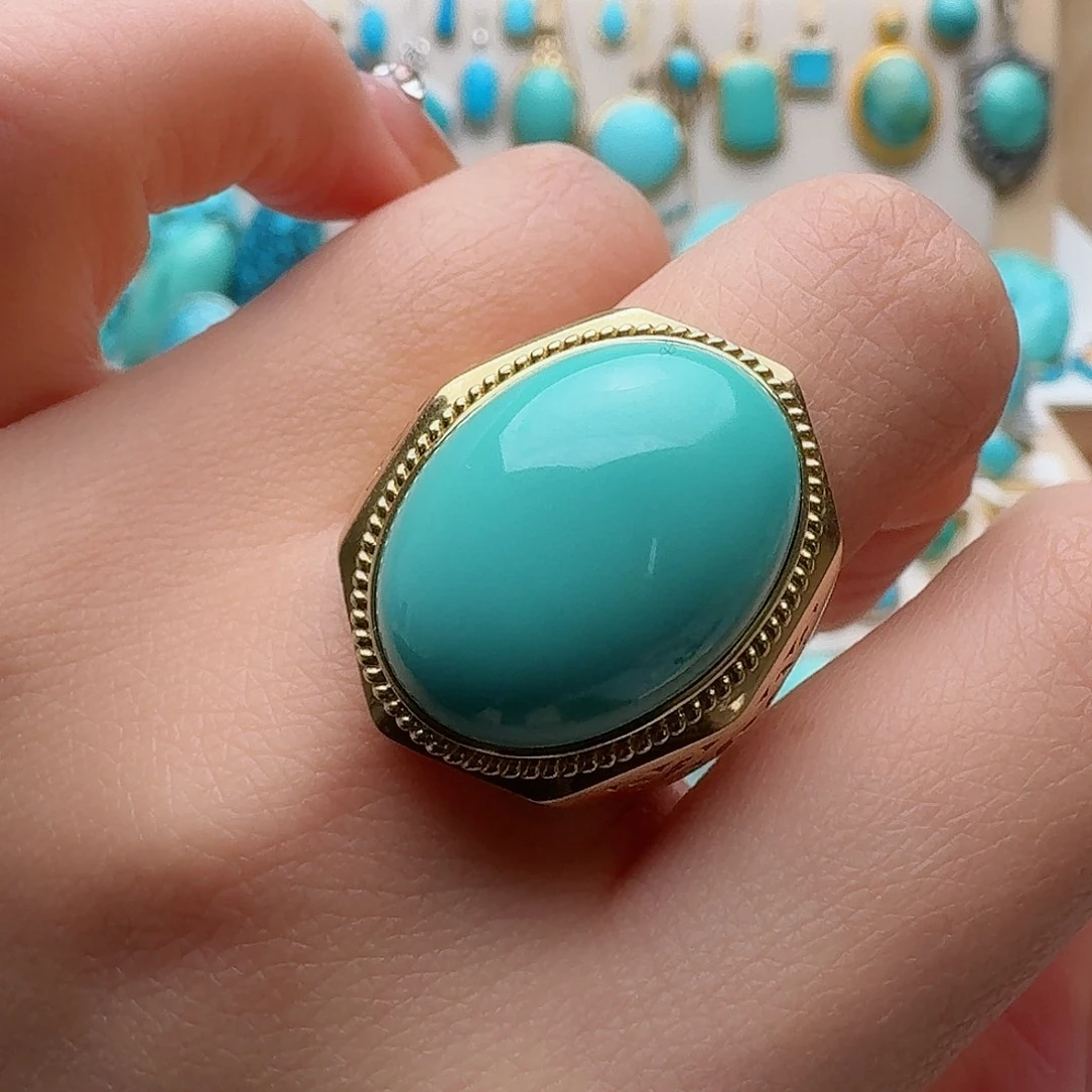 绿松石珠宝奇石18K金镶嵌