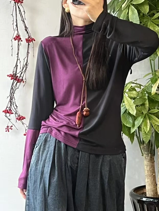 百搭撞色打底绒衫188136