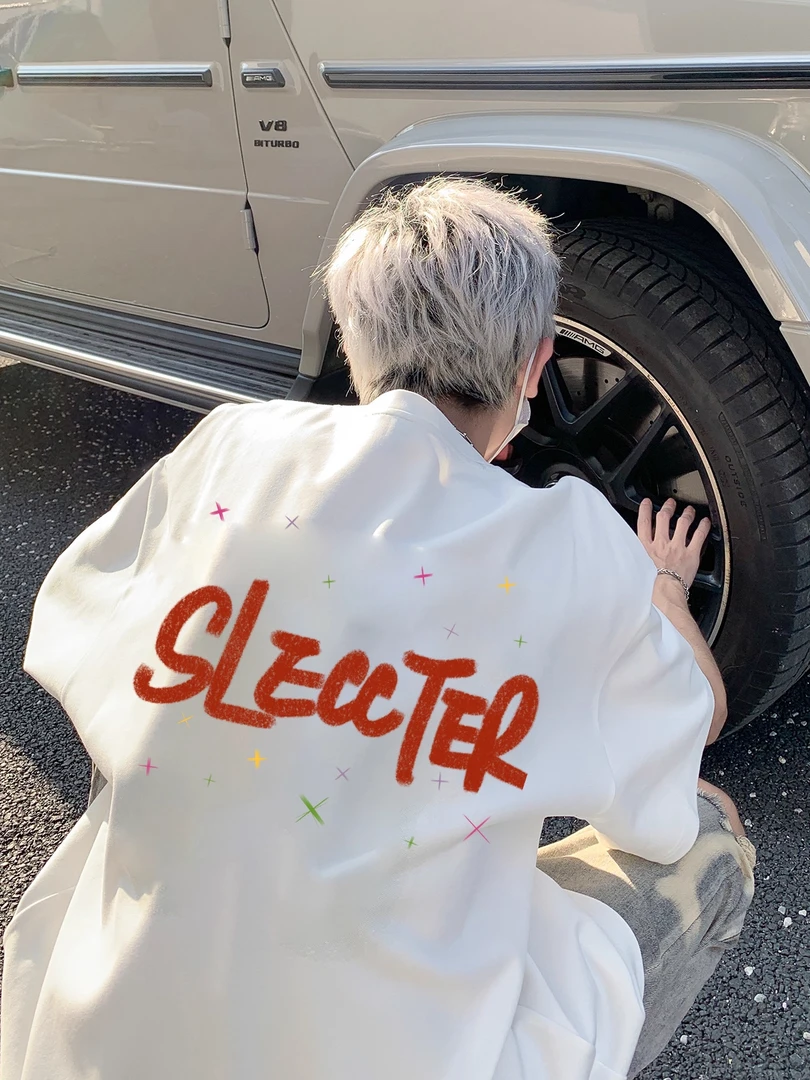 300斤加大码国潮时尚ins设计纯棉短袖t恤男女夏季宽松重磅打底衫