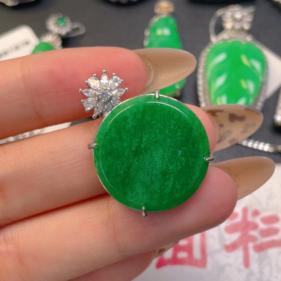 翡翠银S925镶嵌吊坠(不含链)