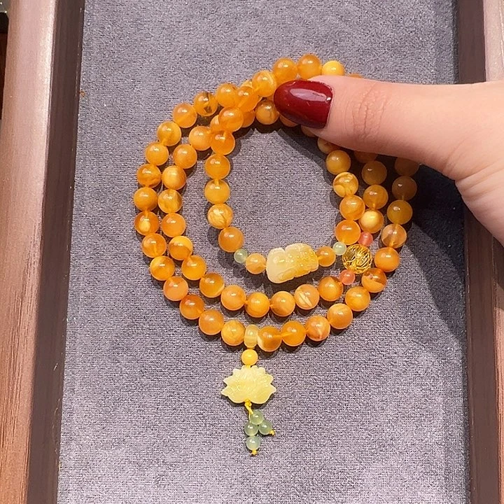 蜜蜡未镶嵌手串7.5mm蜜蜡手串