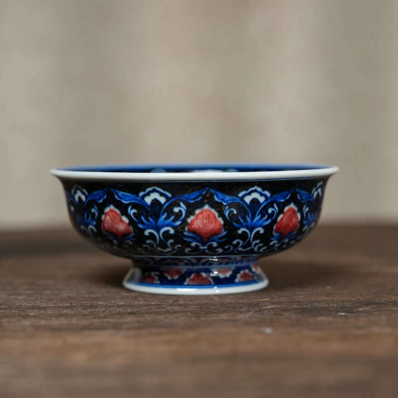 【墨舍名窑】屹朴青花釉里红盛世大唐龙心高足杯yipu687陶瓷纯手工