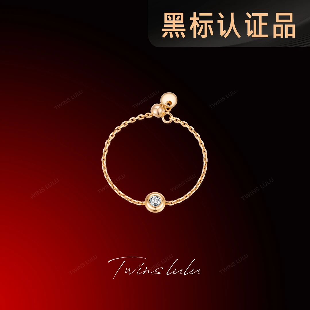 925银合成锆石戒指 TWINS LULU 925银镀k金新品链条戒指女TSS7979