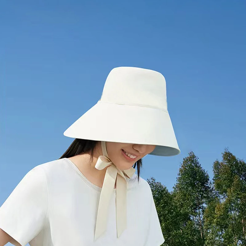 飘带渔夫帽女防紫外线日系遮阳帽户外女款太阳帽