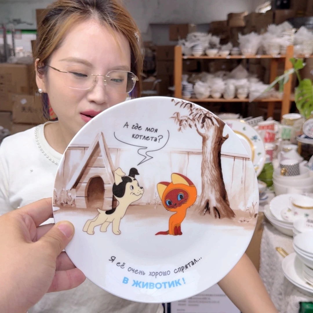 骨瓷骨瓷8英寸20cm平盘2只外贸骨瓷