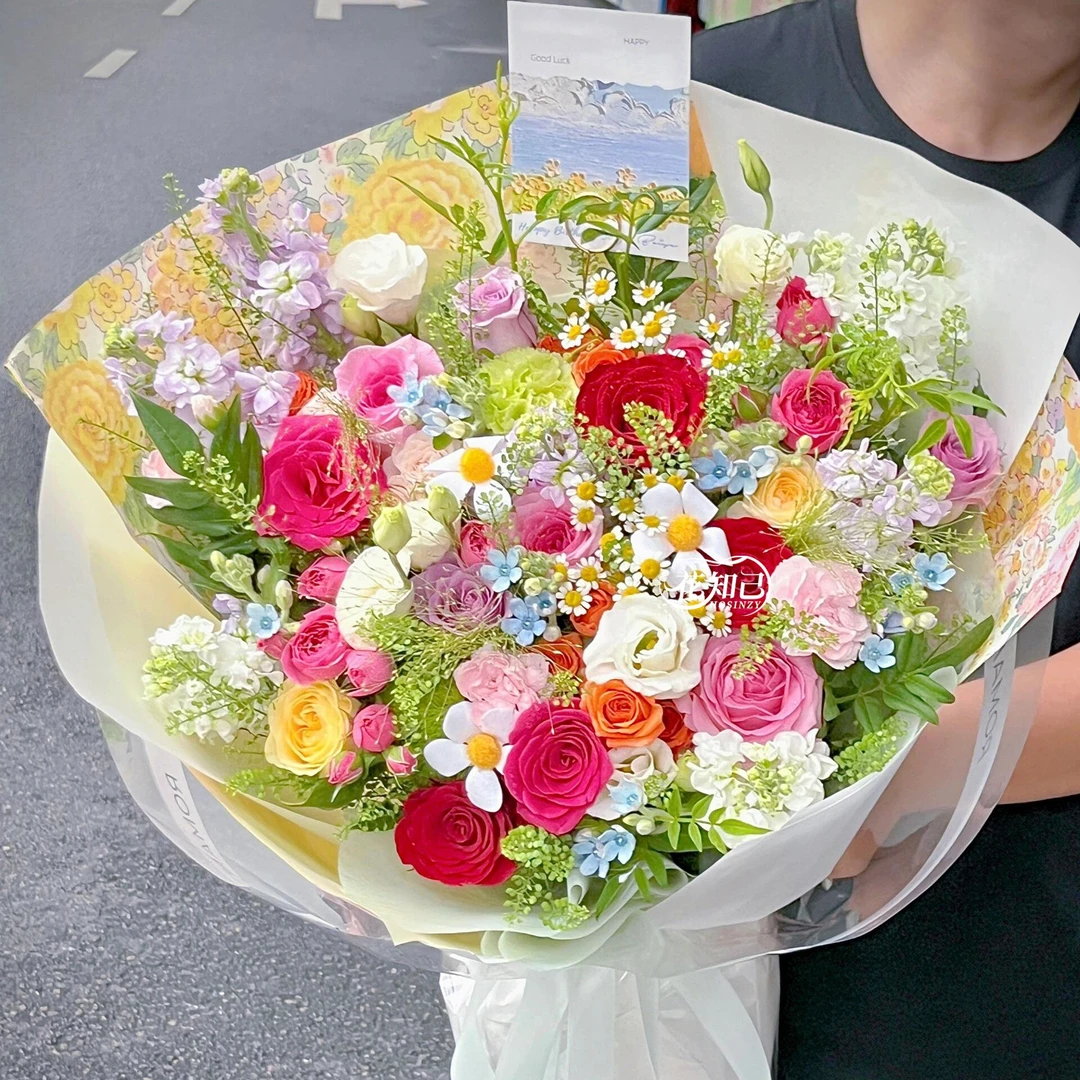璀璨而热烈【多巴胺混搭花束】13枝玫瑰混搭花束多巴胺花束送女友送闺蜜生日同城鲜花直送小时达