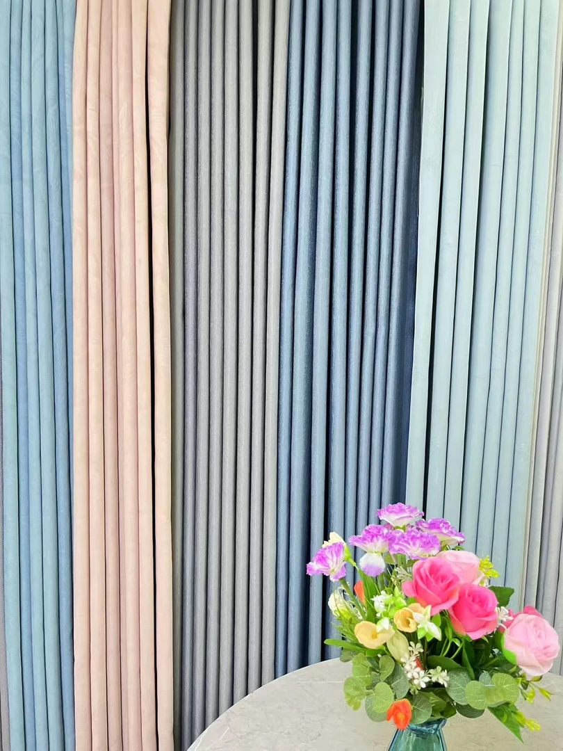 轻奢高精密雾霾蓝与奶灰配色高遮光客厅卧室窗帘窗帘布成品大气