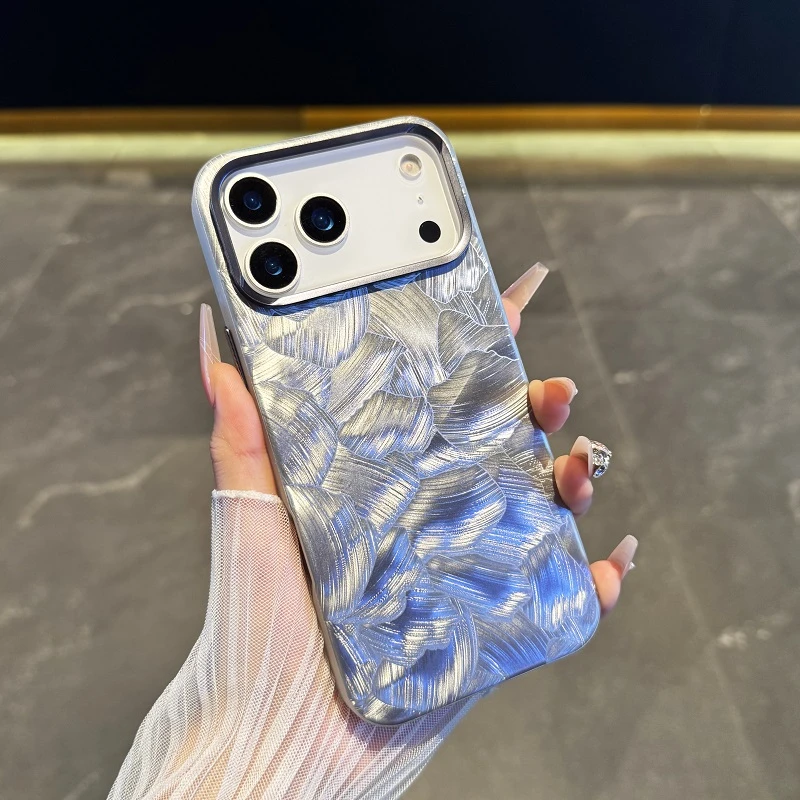 高颜值适用于苹果17promax手机壳镭射渐变iPhone17透明云朵16防摔