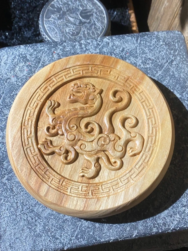 香樟木白虎壶承底座摆件