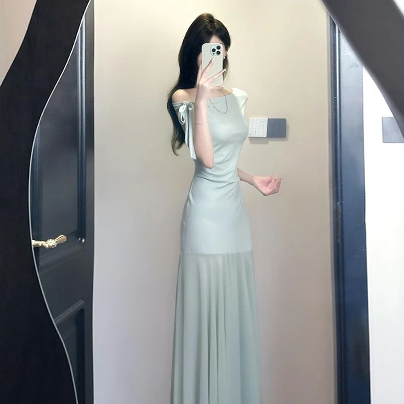 韩系网纱拼接超好看连衣裙女夏季2025新款设计感纯欲气质网纱拼接