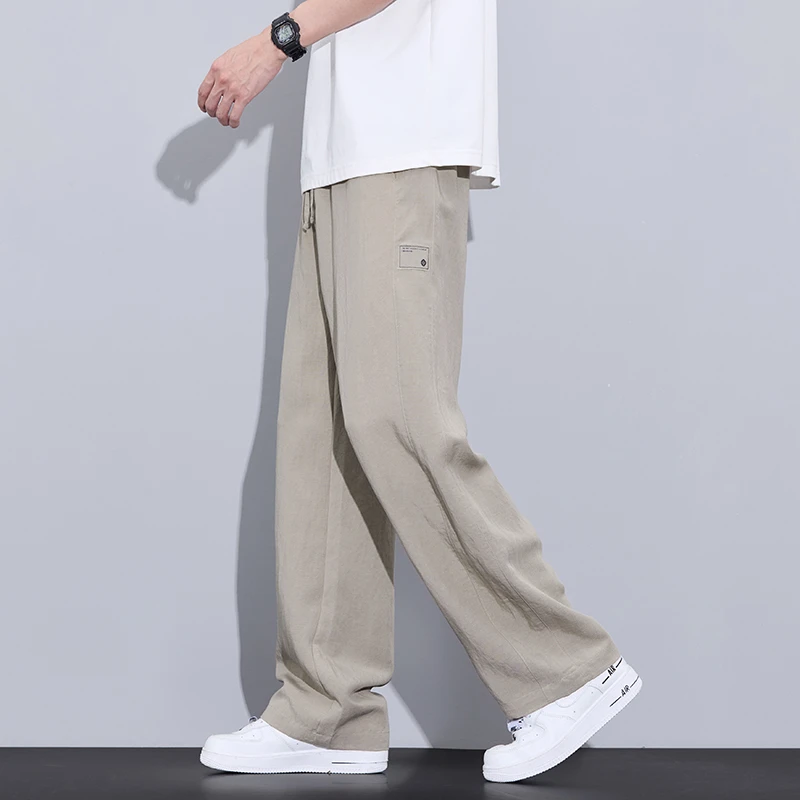 花花公子潮流舒适休闲亚麻面料男长裤子男士休闲裤运动百搭夏季