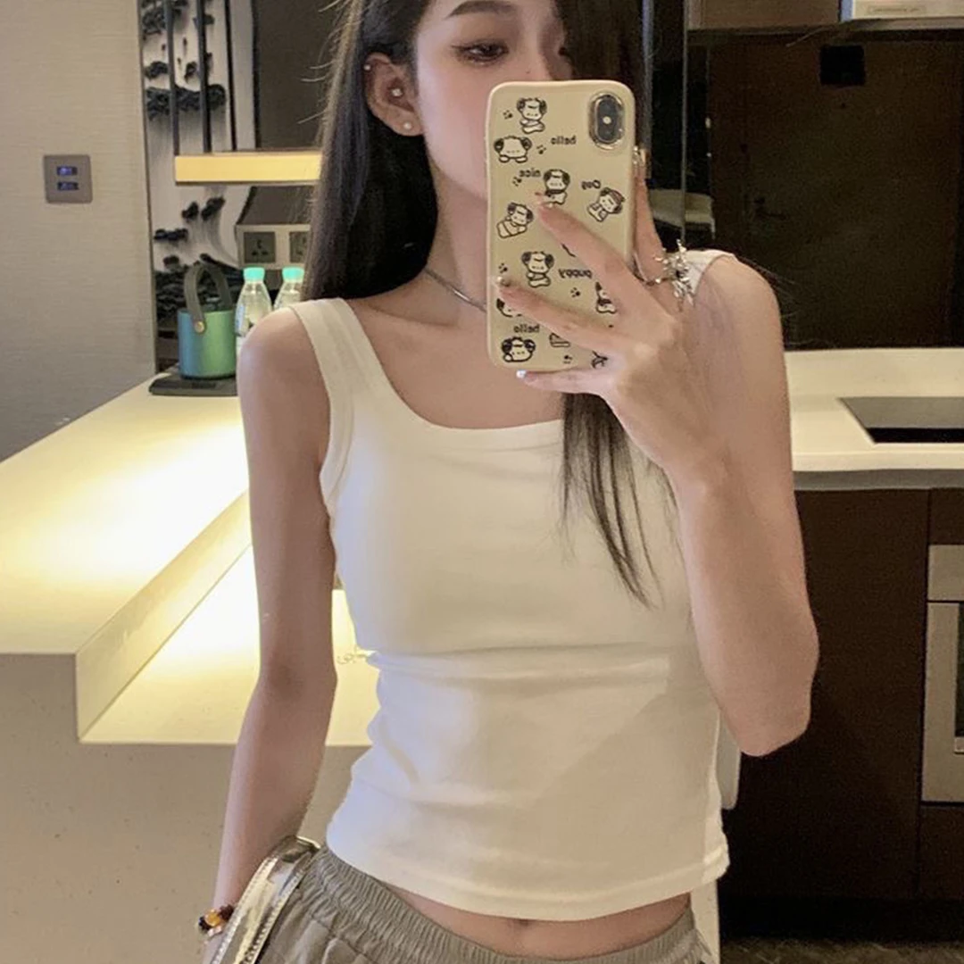 美背吊带背心女带胸垫夏季内搭外穿辣妹上衣固定杯大露背内衣爆款