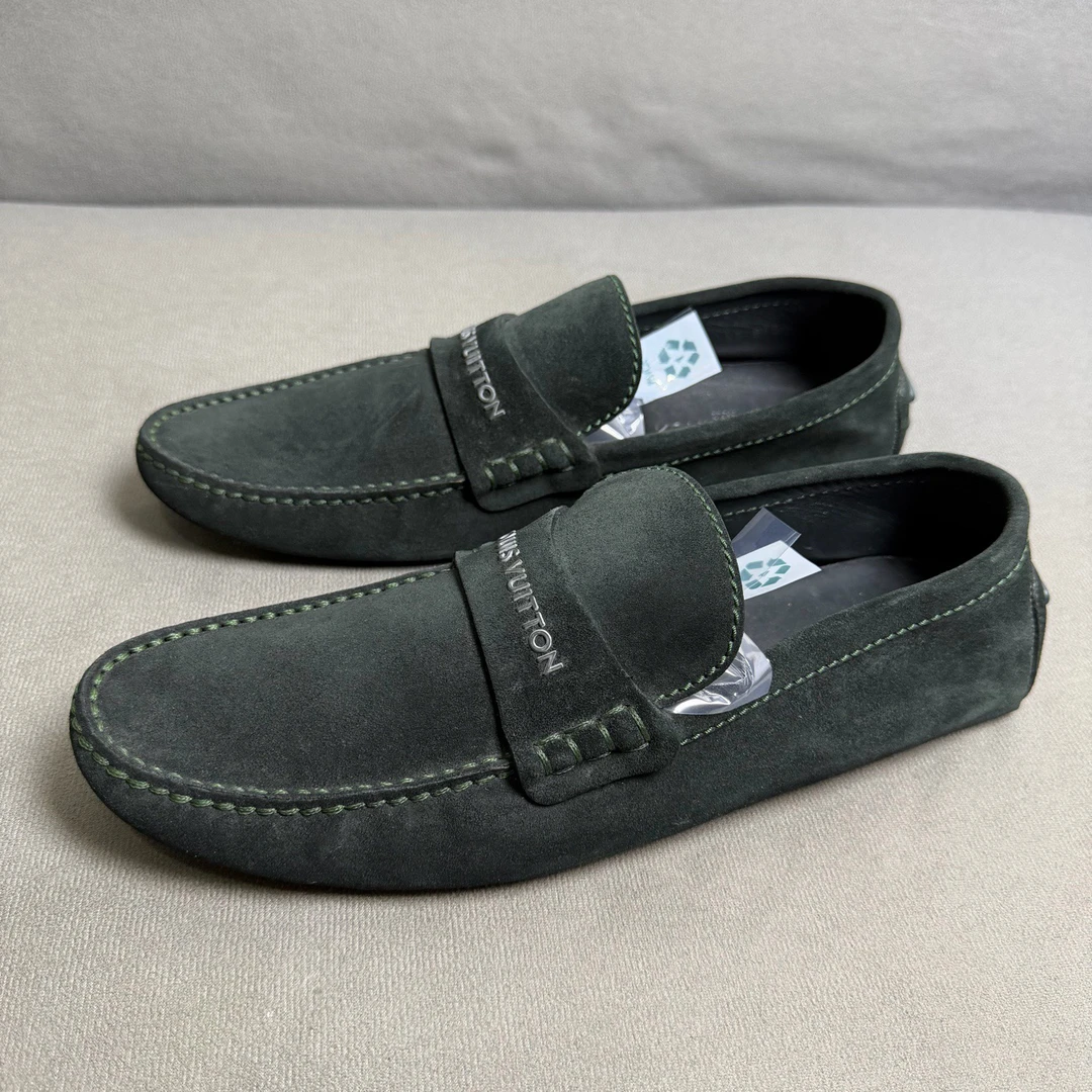 99新 LouisVuitton/路易威登 男士麂皮一脚蹬豆豆鞋 42.5码