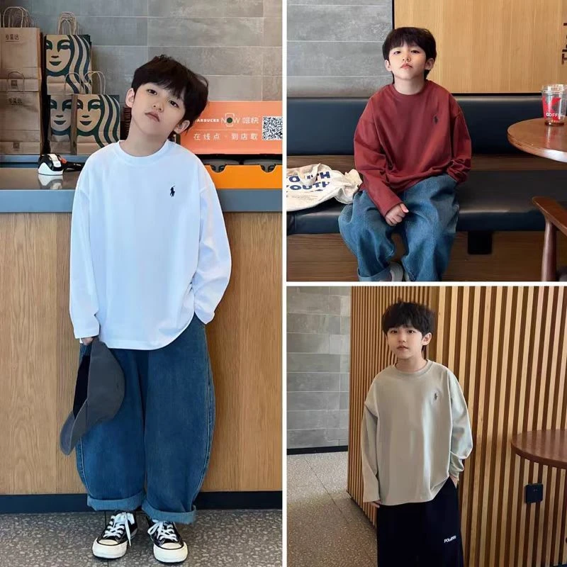 【简韩范儿】儿童纯棉打底秋季韩版双纱爽滑棉长袖T恤