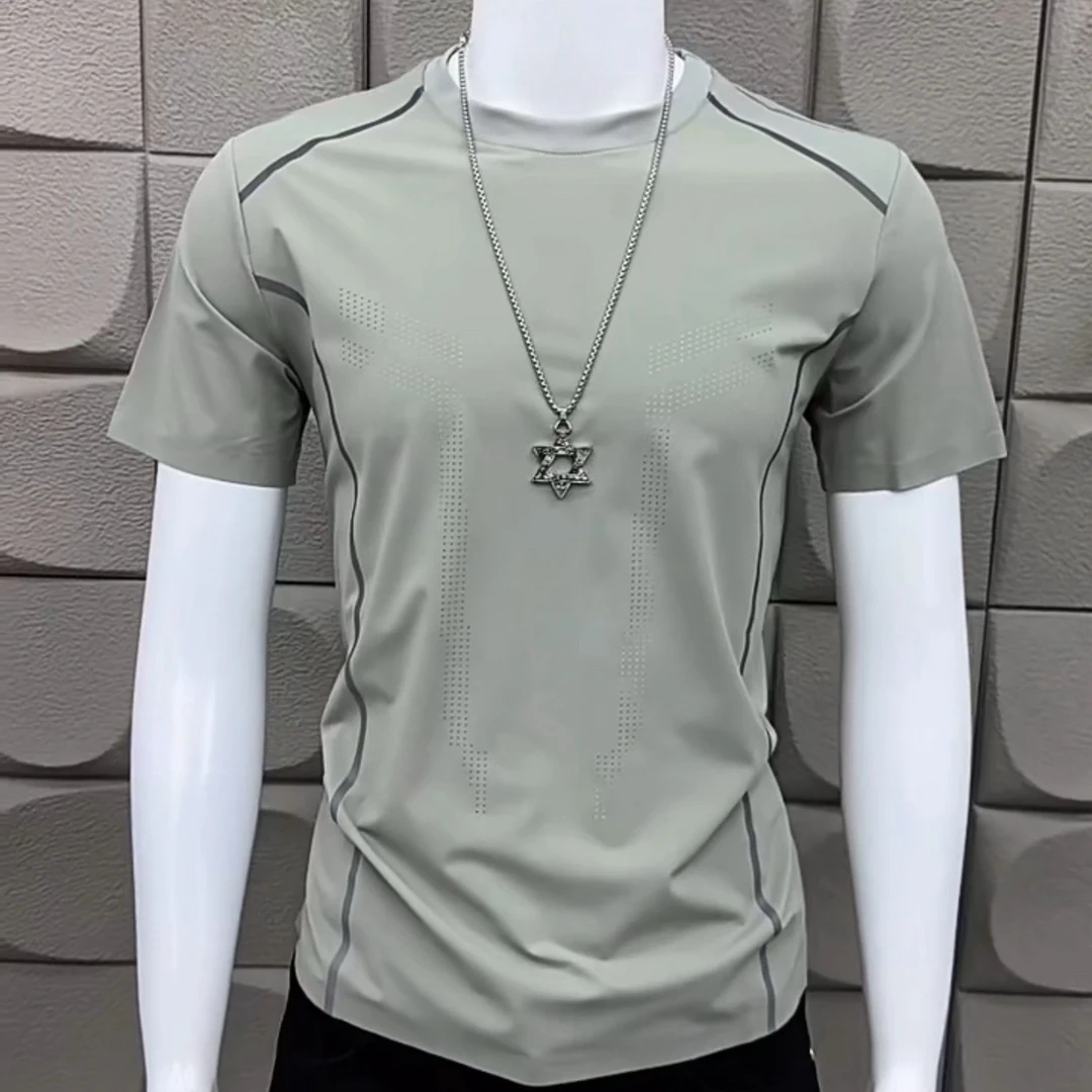 男士夏季速干高弹力运动上衣短袖T恤圆领短袖百搭半袖打底衫