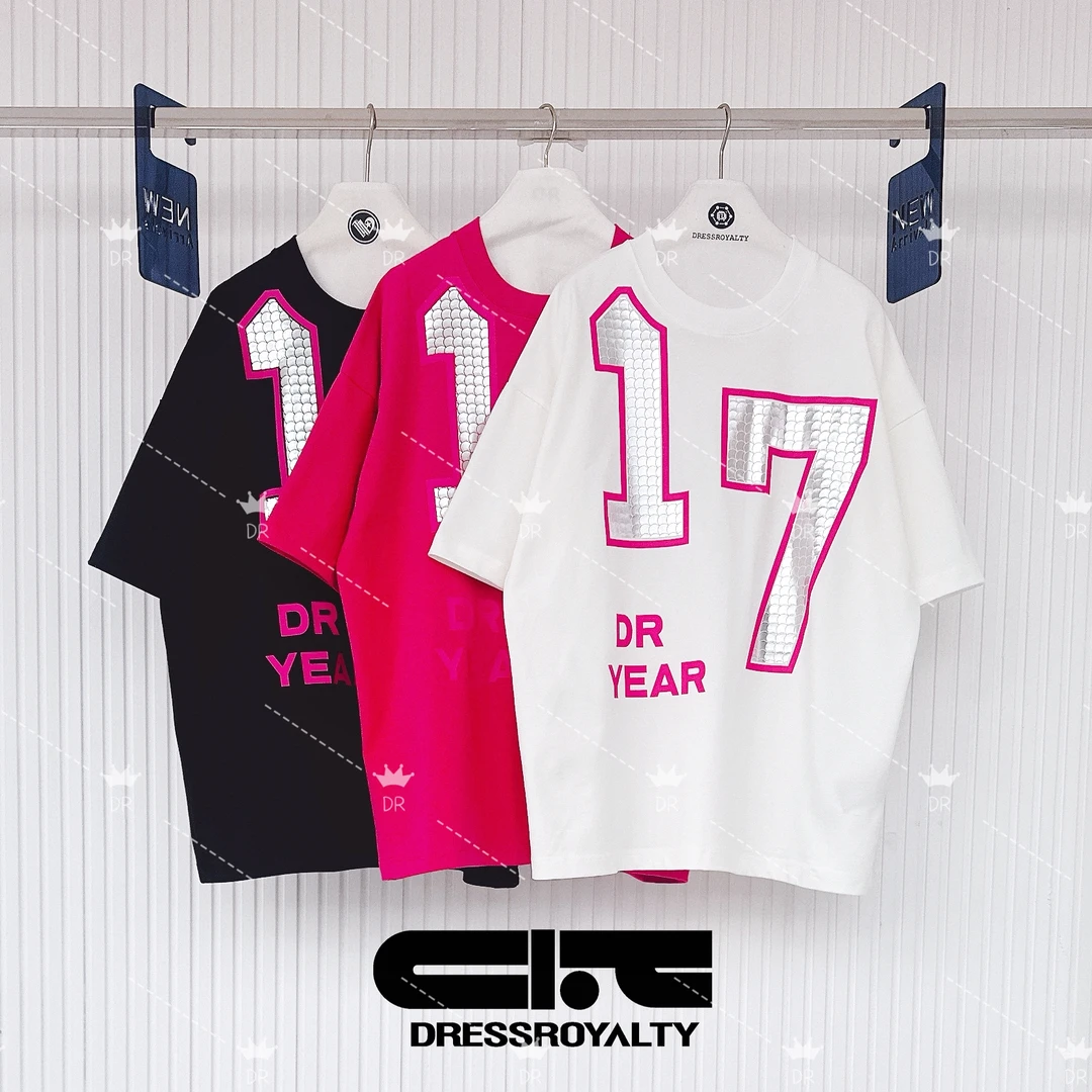 DRESS ROYALTY-NT-17YEAR大LOGO短袖宽松重磅纯棉T恤-D0984