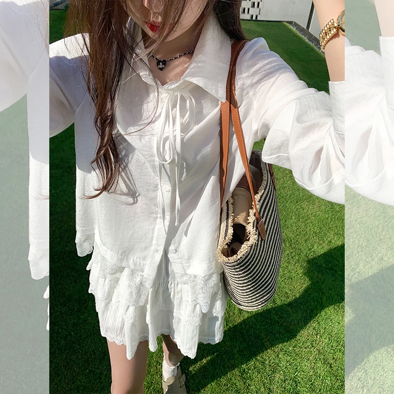 曾小咸法式设计感下摆白色宽松衬衫女2025春气质衬衣Z251CH0080