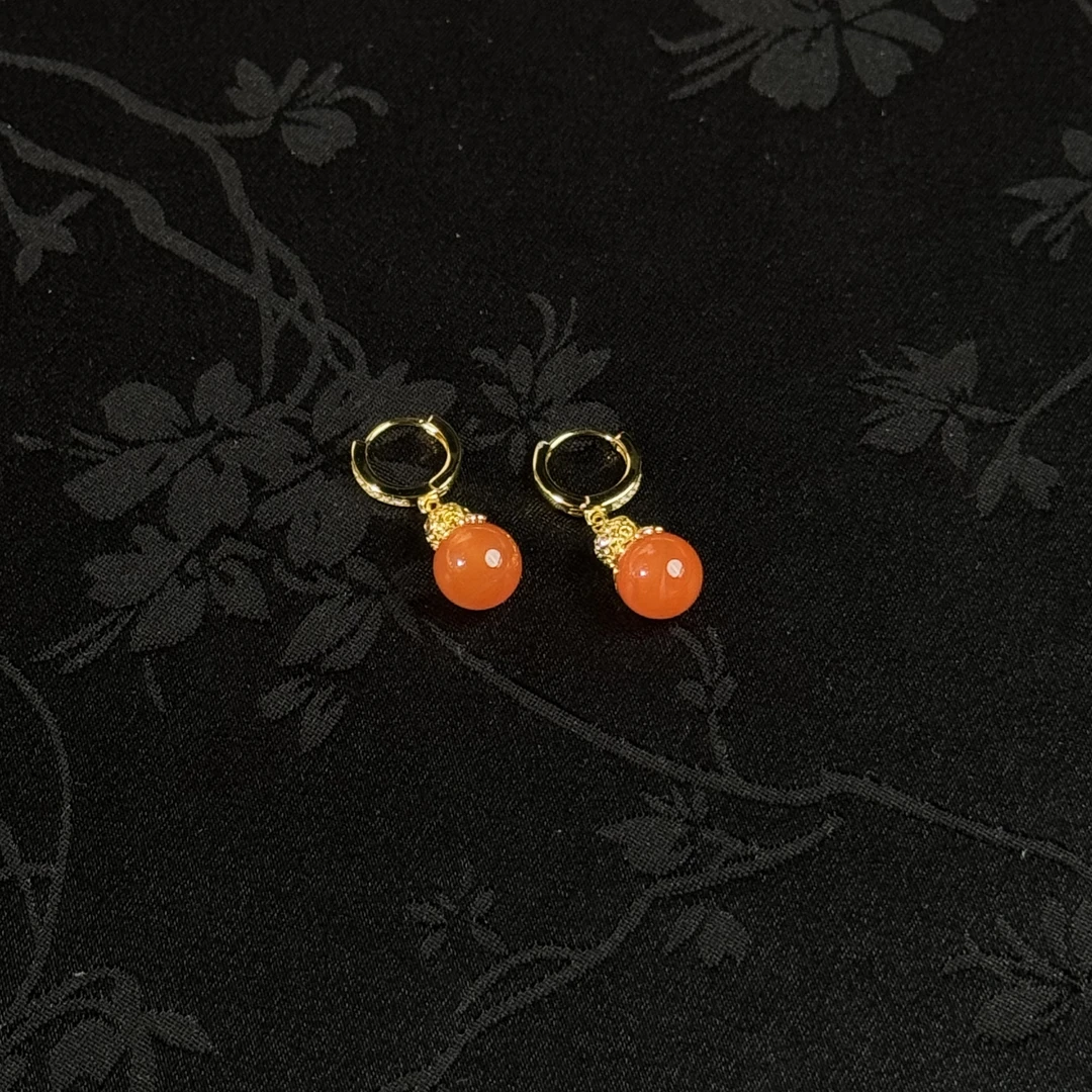 南红圆珠耳扣拍一发一z（多样性发货）