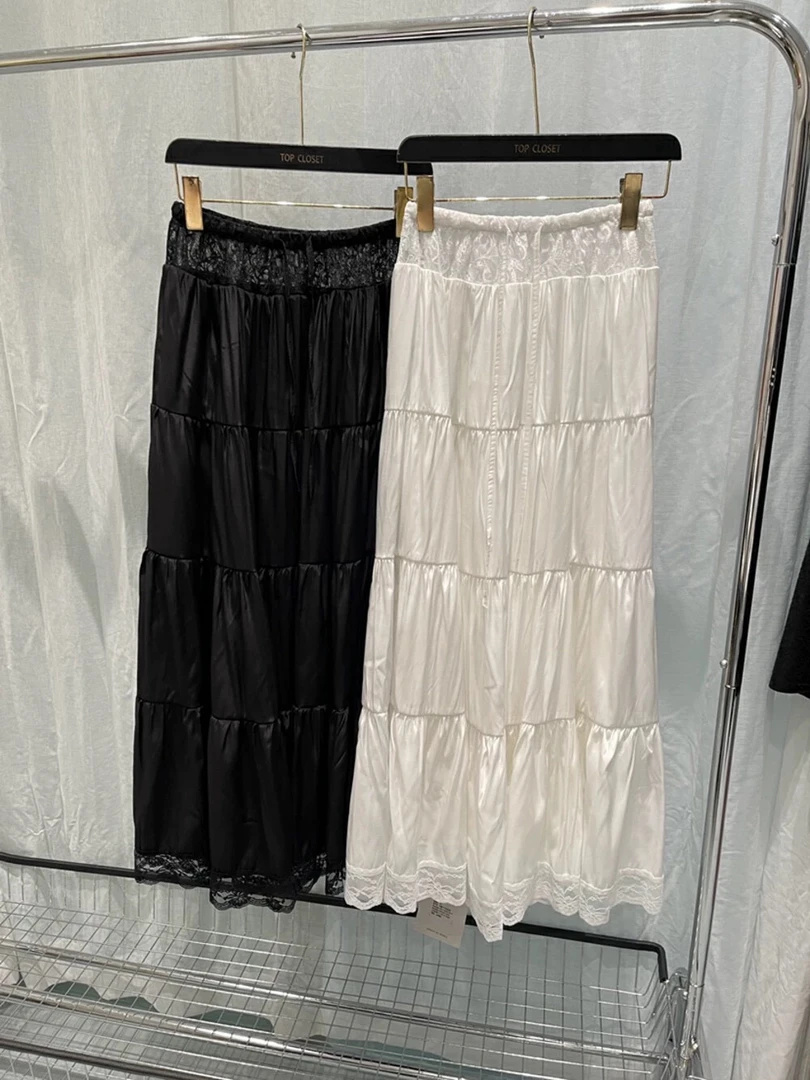 （福利048）02831依美丁时尚拼蕾丝边半长裙