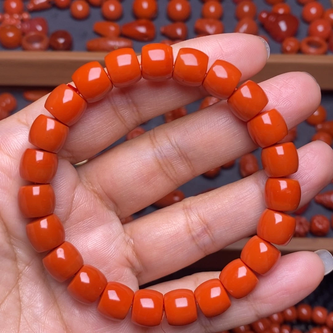 南红玛瑙配饰未镶嵌厚**物手串