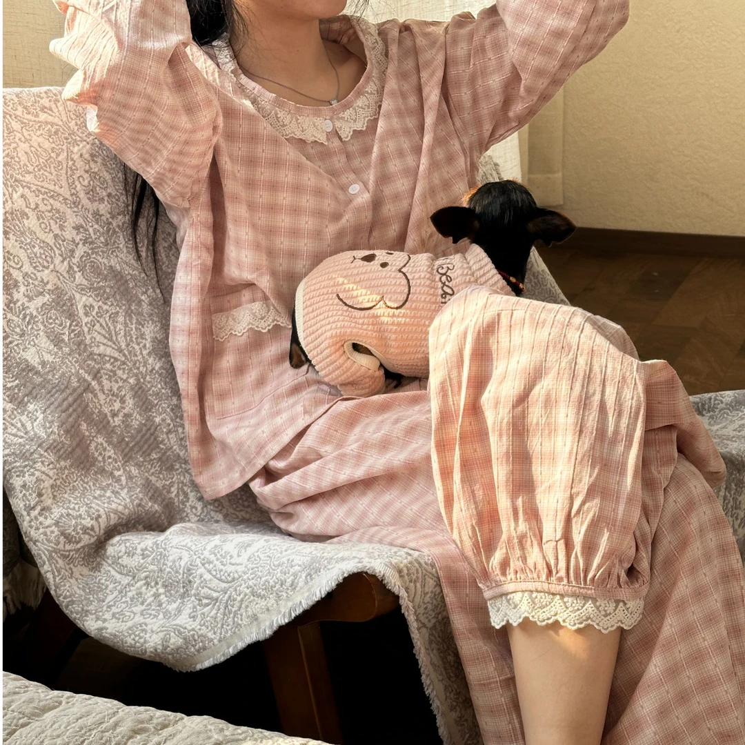 CJHong.原野 全棉居家服套装长袖长裤款可外穿