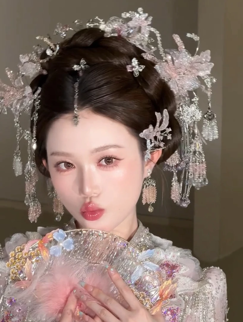 新娘中式头饰秀禾服龙凤褂水晶减龄发簪额饰发饰古典婚礼高级配饰