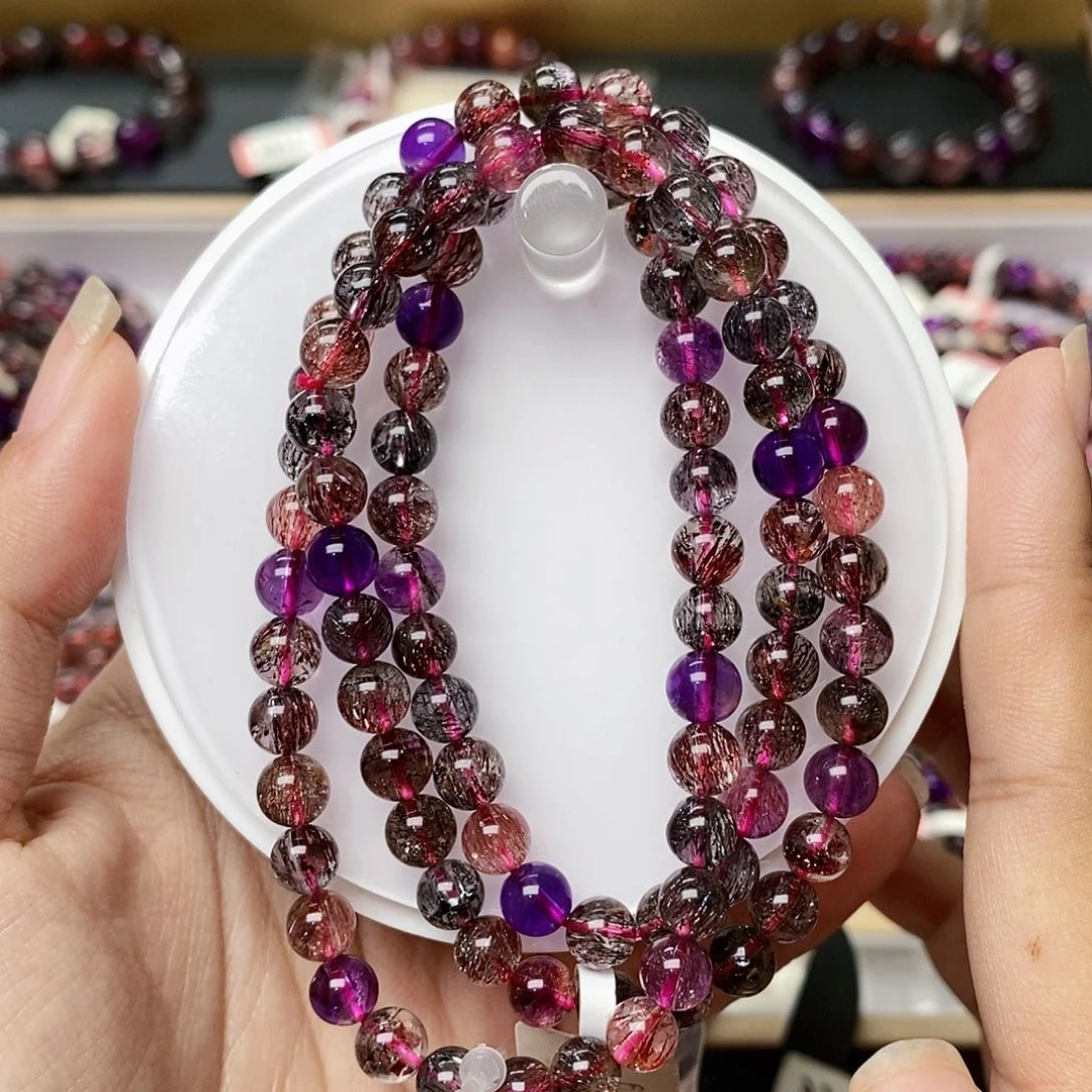 未镶嵌手链水晶H596卡六➕黑加仑多圈