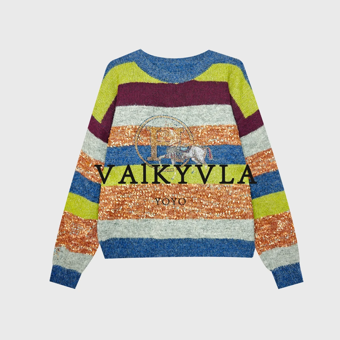 【Valkyvia/悠悠奢品】秋冬烫钻小马时尚保暖毛衣MY2125