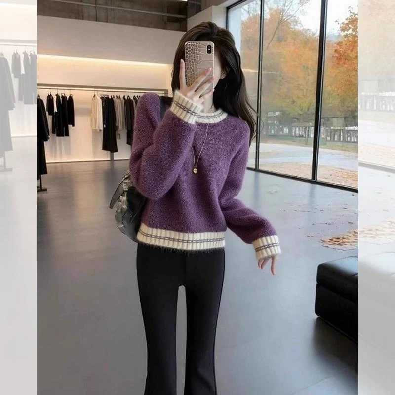 2025秋冬季新款女士韩里韩气上衣超好看洋气减龄漂亮加厚毛针织衫