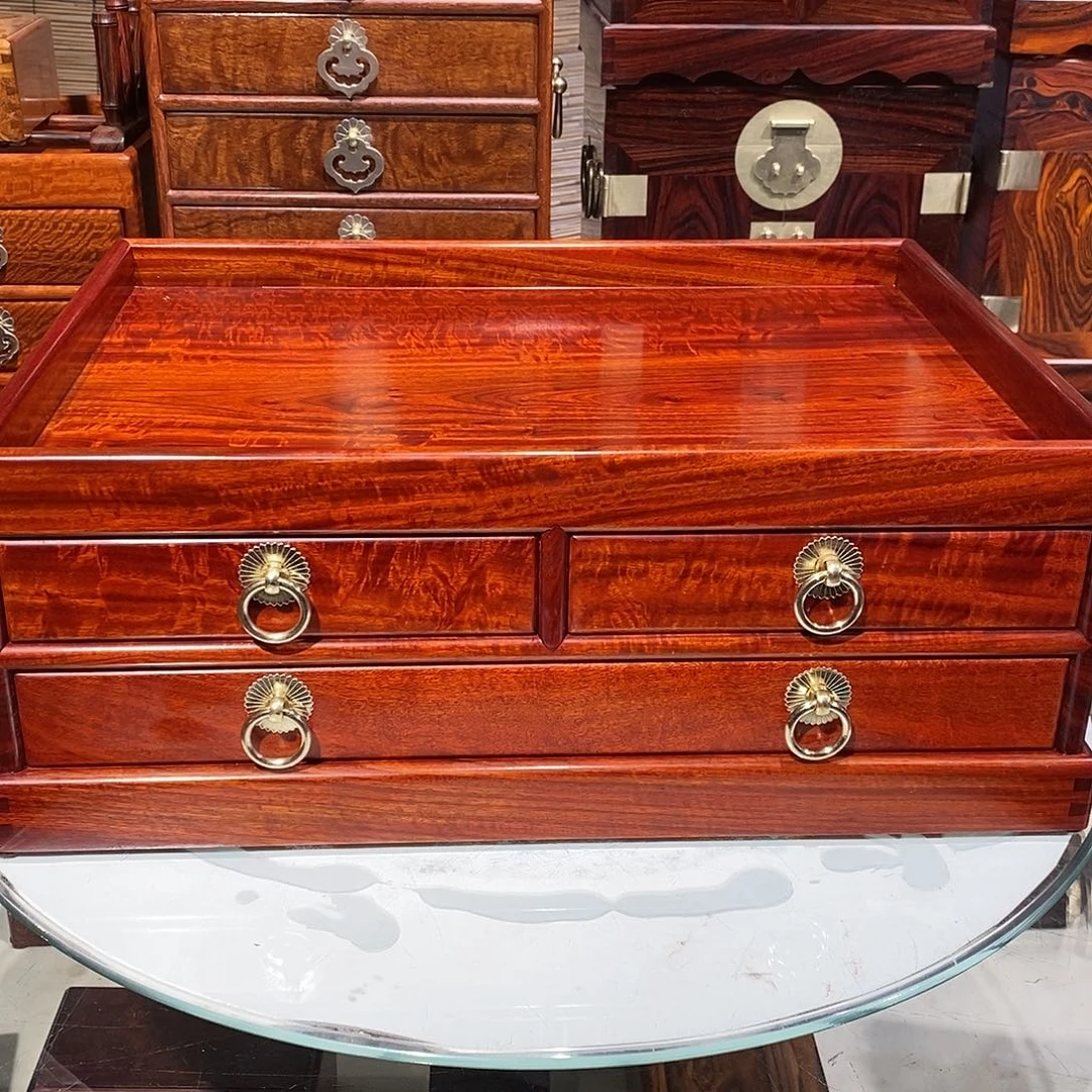 染料紫檀（血檀）独板承盘40/29/15