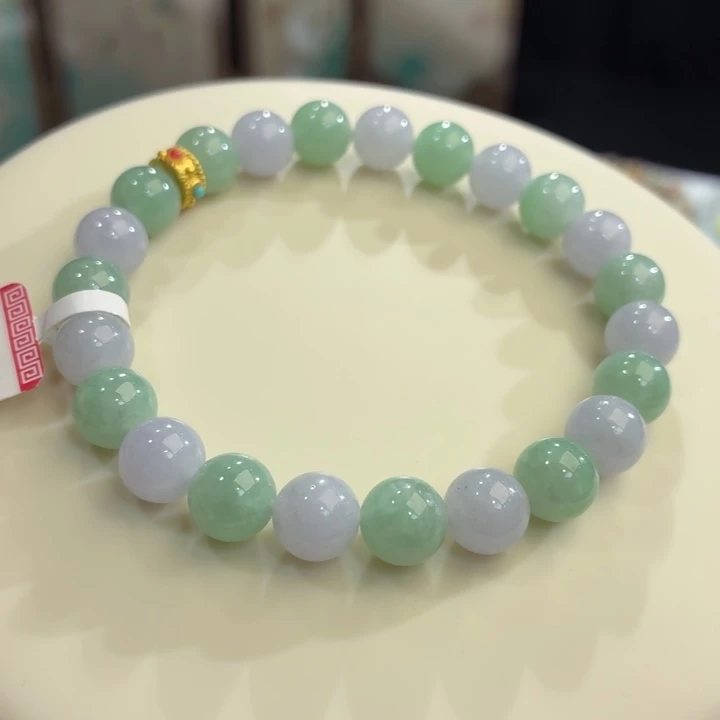 翡翠未镶嵌手链冰胶春彩卡8.5