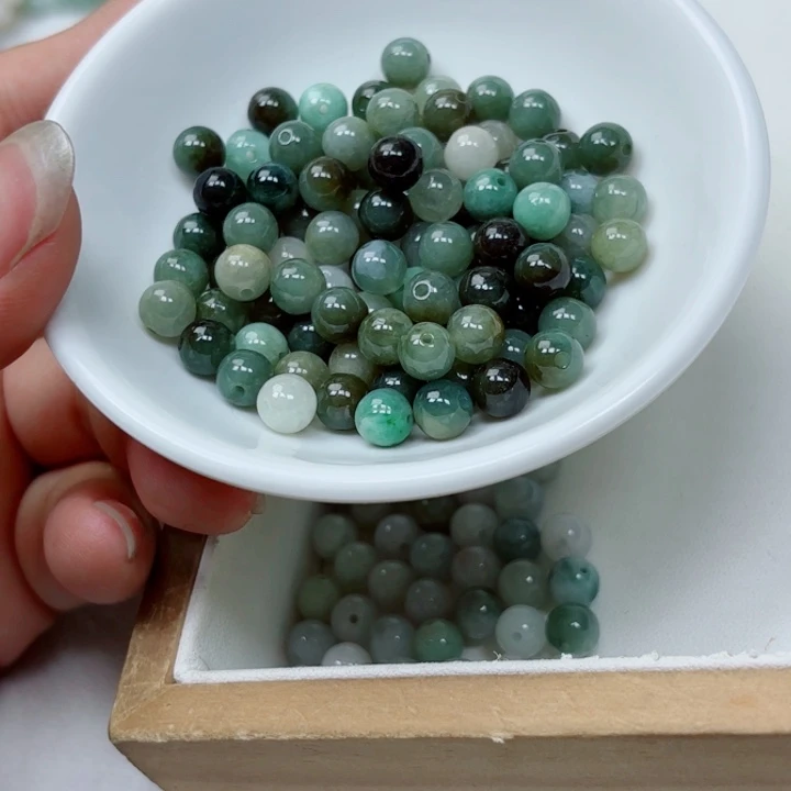 未镶嵌手链翡翠散珠90颗卡6.8