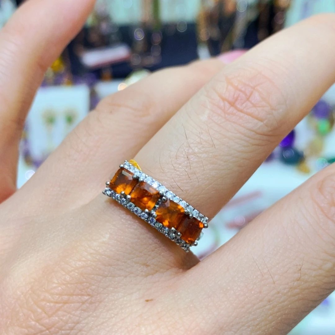 银S925镶嵌戒指石榴石