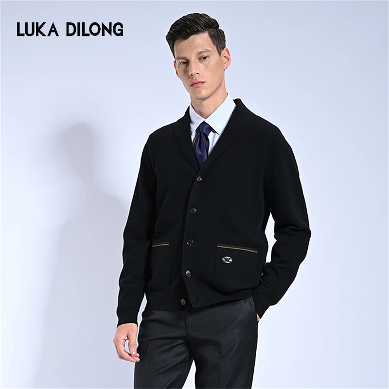 路卡迪龙【羊绒开衫】秋冬针织长袖山羊绒V型青果领简约150235112