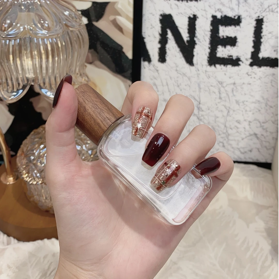 JDD【莫妮卡】秋冬款时尚小香风ins亮片细闪显白纯手工美甲穿戴甲片