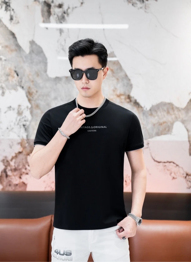 25YL305夏季新款短袖「桑蚕丝」冰爽吸汗T恤